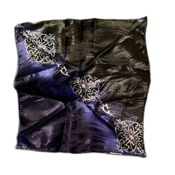 Paisley Pocket Square Black and White - Picture 2 of 4